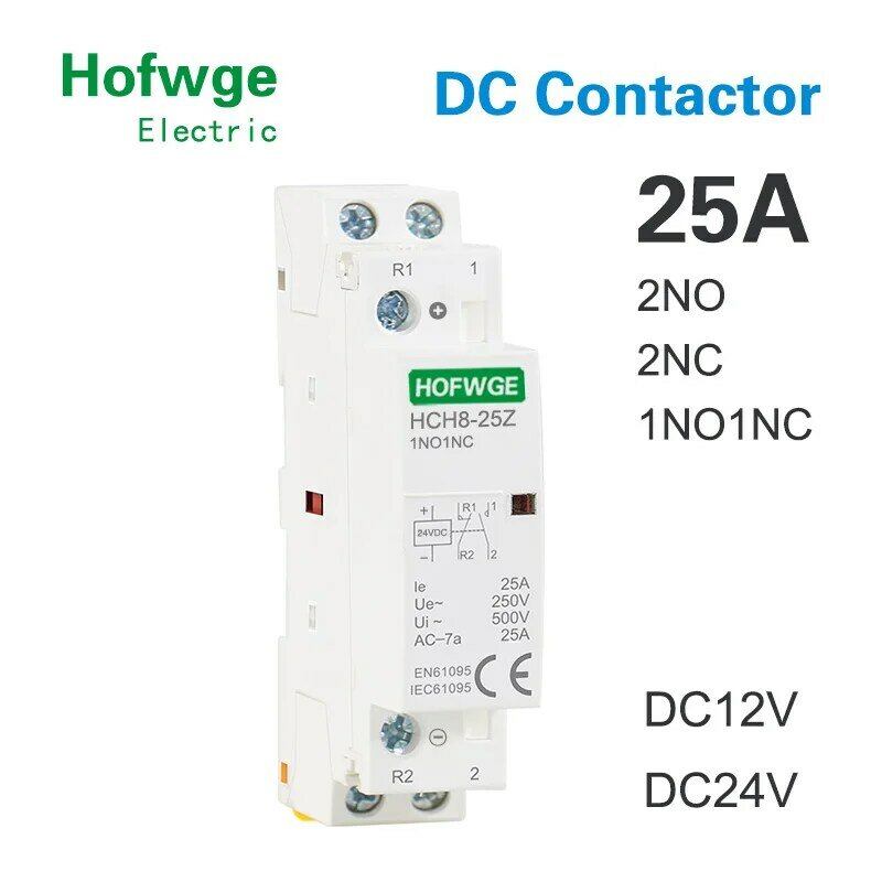Contator digital dc 2p 25a 2no dc12v dc24v, contator caseiro automático tipo trilho din
