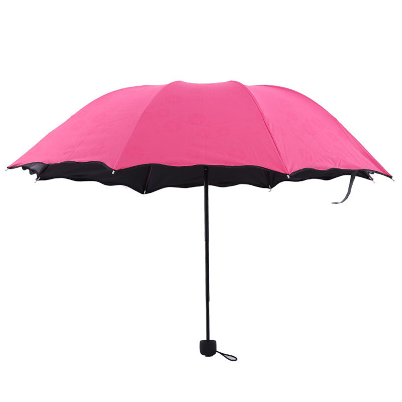 Mini acqua portatile incontro fioritura ombrello soleggiato Lady protezione UV tinta unita ombrellone ombrello da viaggio antivento