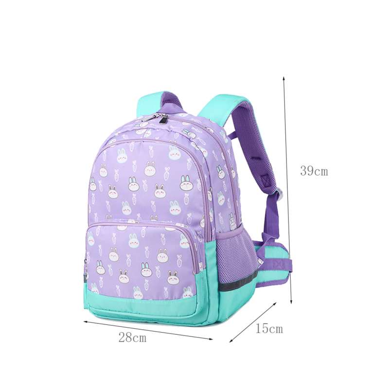 Children Backpack Purple Waterproof Anti-theft Schoolbag for School Girl Student Medium School Backpack Cute Rabbit Book Daypack
