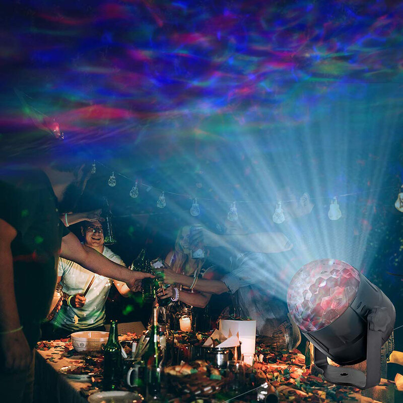 Projecteur de galaxie ciel étoilé avec télécommande USB IR, boule rotative magique ondulée, lumières de scène Disco, KTV DJ, décor de fête de vacances, 15 couleurs