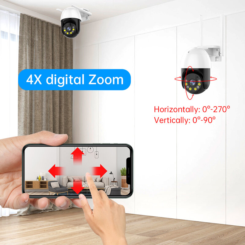 Caméra de surveillance extérieure PTZ IP WIFI hd 5MP, dispositif de sécurité sans fil, avec Zoom numérique x4, codec H.265 et Audio bidirectionnel