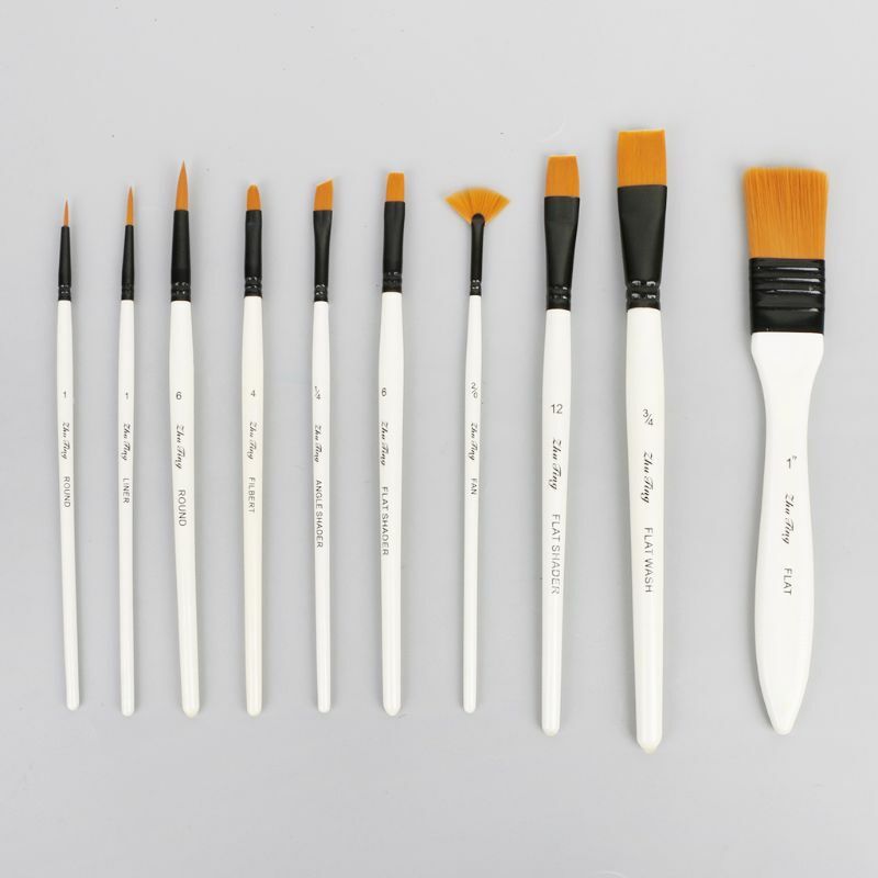 10 Stuks Nylon Haar Art Schilderij Borstels Set Acryl Olie Aquarel Artists Paint Brush Set Tekening Levert