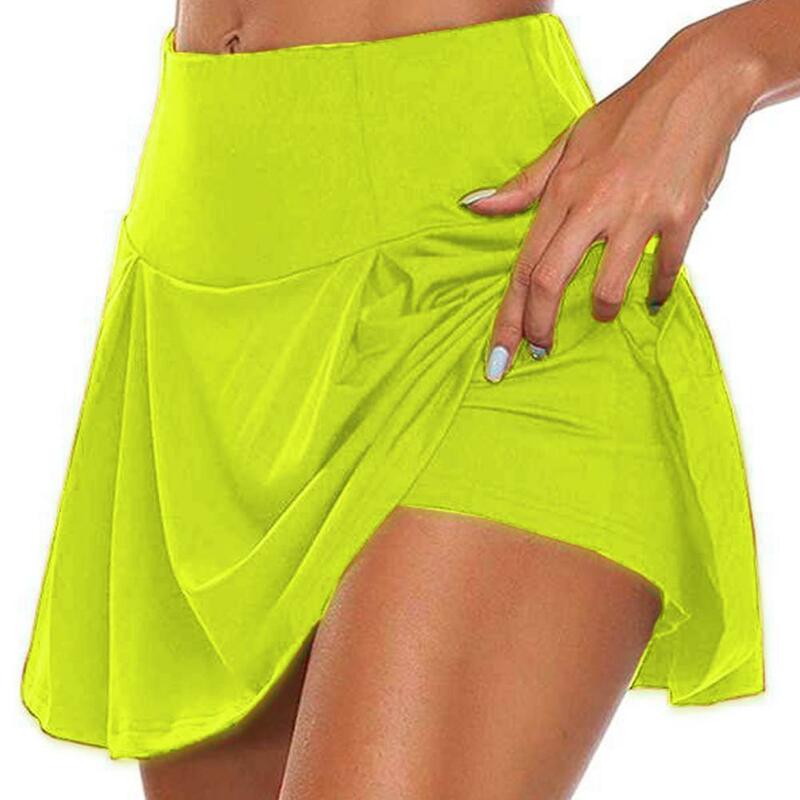 女性用ショートサマースカート,ビーチやアウトドアスポーツ用の純粋な色のショートスカート