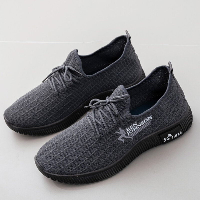 Mesh breathable sneakers fashion hot sale new comfortable running men's shoes outdoor travel leisure soft sole flat shoes