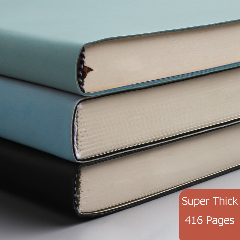 A4超厚手メモ帳学生かわいいノートブックレトロカラークリエイティブステーショナリー416ページPUカバーノートブック学用品