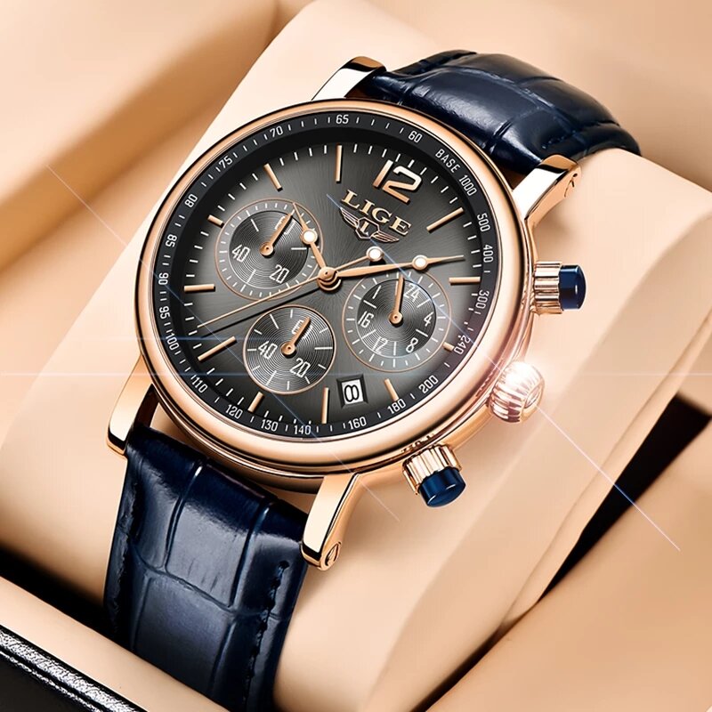 2021 LIGE Top marka luksusowe nowe mody zegarek dla mężczyzn skórzany wodoodporny zegar zegarki sportowe męskie zegarek kwarcowy Reloj Hombre