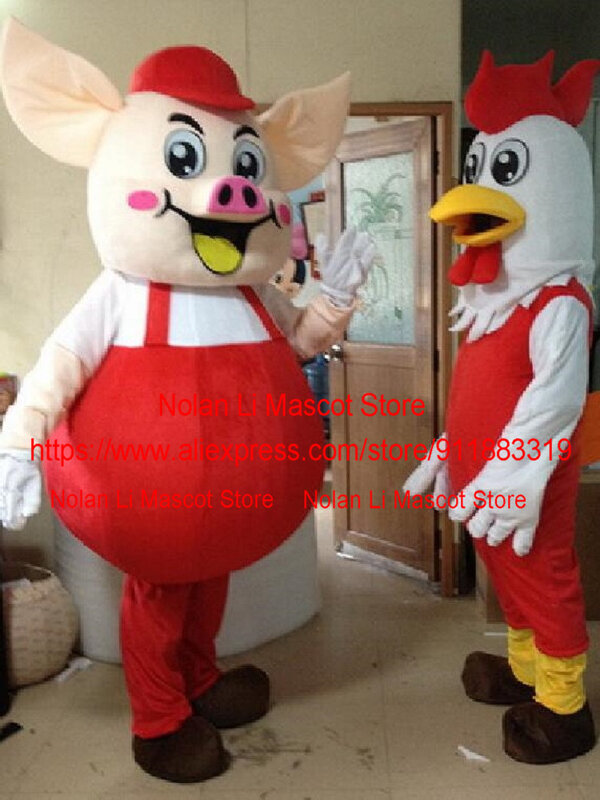 High Quality Chicken And Happy Pig Mascot Costume Cartoon Anime Cosplay  Party Christmas Halloween Gift 193