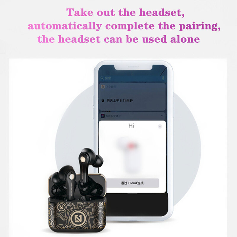TWS Earphone 5.0 Bluetooth Nirkabel TS-100 dengan Kotak Pengisi Daya Mikrofon Headphone Game Headset Earbud Olahraga untuk Android PK I12 I90000