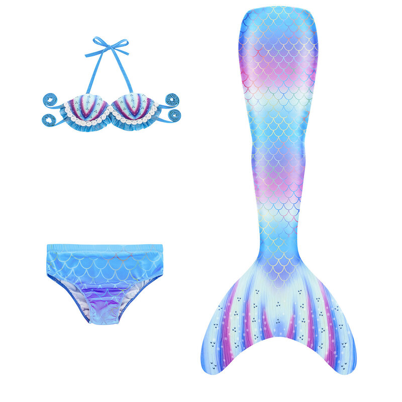 Trẻ Em Bé Gái Bơi Nàng Tiên Cá Đuôi Trang Phục Cosplay Đầm Công Chúa Đồ Bơi Bikini Đồ Tắm Đầm Bãi Biển Vải Không Flipper
