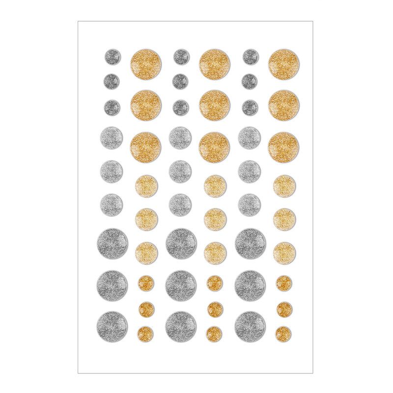 Aspersores de brillo dorados y plateados, pegatinas de resina de puntos esmaltados autoadhesivas para álbum de recortes, tarjetas, manualidades, decoración