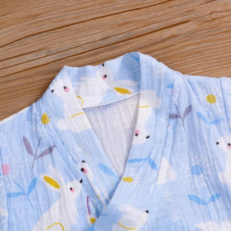 Baby Rompers Pajamas 0-24M Newborn Infant Boys Girls Short Sleeve Cartoon Japanese-Style Yarn Kimono пижама Jumpsuit Sleepwear