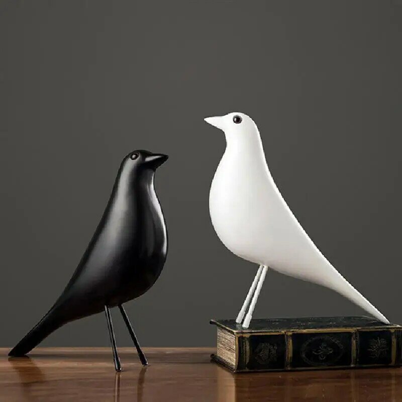 Mobiliário doméstico escultura de madeira decoração do escritório mobiliário doméstico pássaro escultura preto decoração criativa
