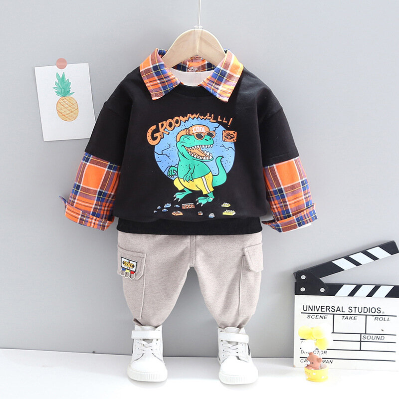 Nowa wiosna jesień dziecko modne ciuchy dla dzieci chłopcy dziewczyna T koszula spodnie 2 sztuk/zestawów dzieci odzież dla niemowląt maluch bawełniana odzież sportowa
