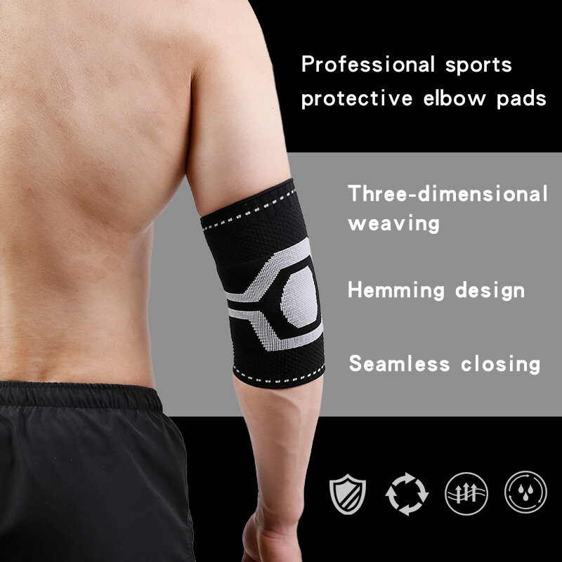 Gestrickte sport ellenbogen protector, drei-dimensional flechten schutz, automatische schließen, atmungsaktiv arm schutz