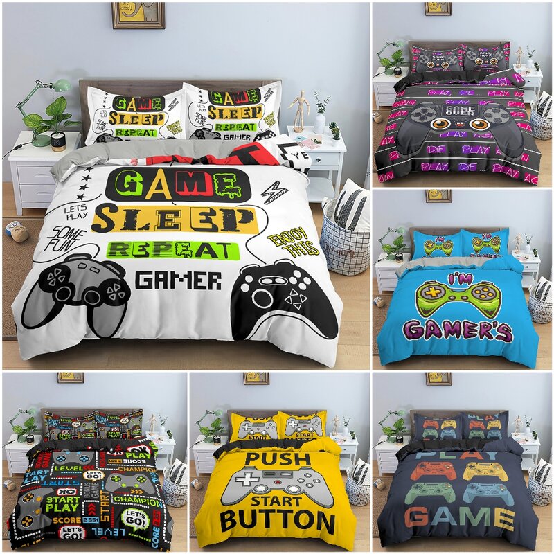 ใหม่ Gamepad ชุดเครื่องนอนชุด Queen ขนาด3D พิมพ์ชุดผ้าคลุมเตียงปลอกหมอนสำหรับเด็ก Boys Girls เกมผ้านวมชุด