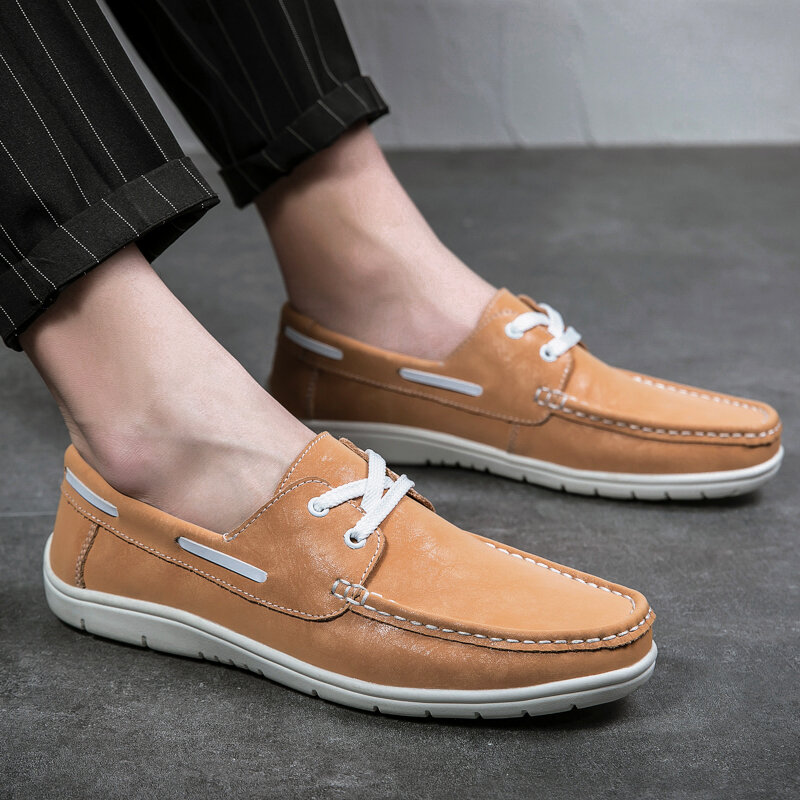 Homens sapatos de barco 2021 moda outono dos homens mocassins sapatos de alta qualidade camurça couro unidade calçados novos rendas até sapatos casuais