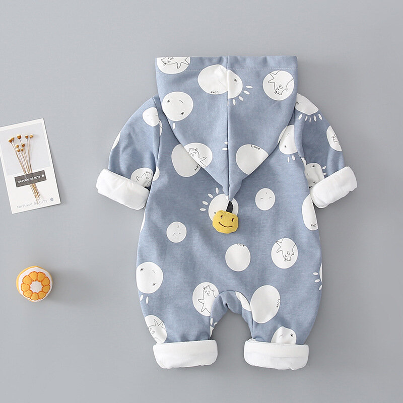 Yg marca roupas infantis adorável bebê primavera e outono roupas de uma peça recém-nascido do bebê fino veludo com capuz roupas