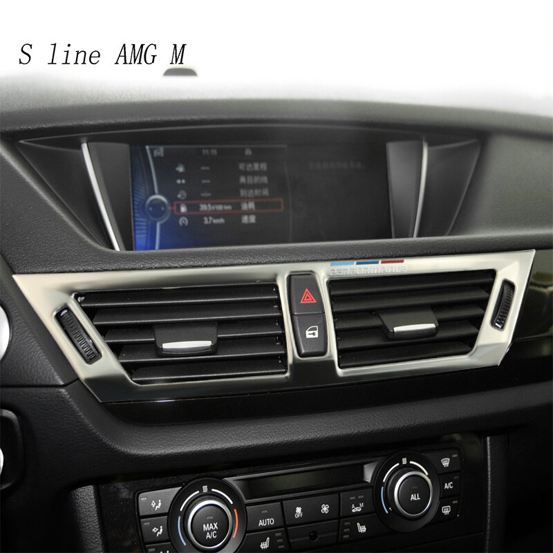 ملصقات داخلية للسيارة من ألياف الكربون لسيارات BMW X1 E84 ، وحدة تحكم مركزية لمكيف الهواء الأمامي ، إطار تهوية السيارة M للأداء