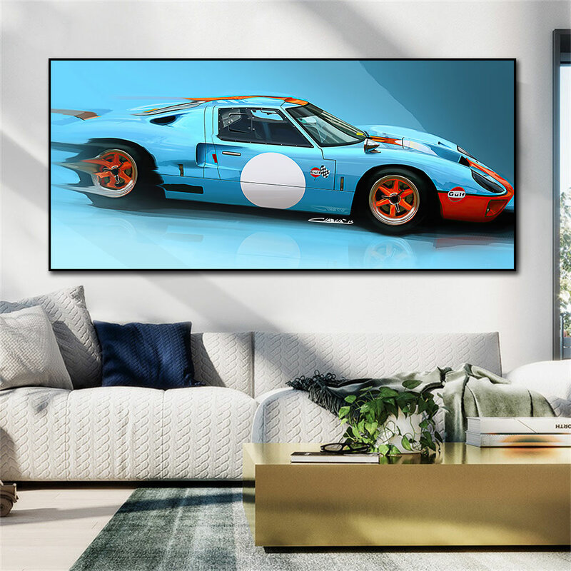 Pintura en lienzo para decoración del hogar, póster de coche de carreras clásico, imagen artística para sala de estar, FORD GT 40, Giulia TZ2