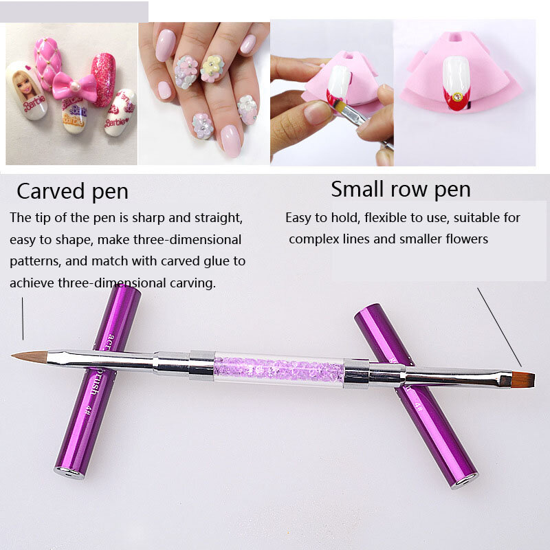 3styles Nail Art Pen 2 In 1 doppie estremità punteggiatura disegno pittura UV Gel Liner Polish Brush Set Nail Art punteggiatura strumenti