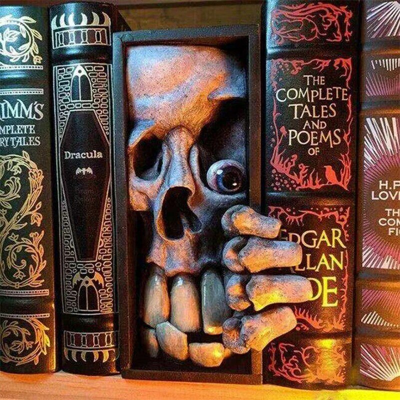 10 Gaya 3D Monster Halloween Tempat Buku Patung Teror Resin Desktop Dekorasi Patung Bookend Patung Ornamen