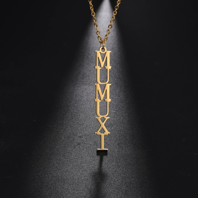 Sipuris – collier avec pendentif Vertical en acier inoxydable pour homme et femme, bijou personnalisé avec nom, cadeau