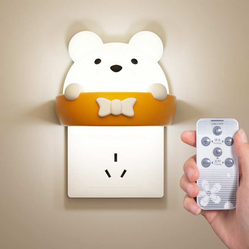 2019 Original USB Charging LED Night Light Bear Stepless Dimming With Remote Control Bedside Lamp For Children Birthday Gift
