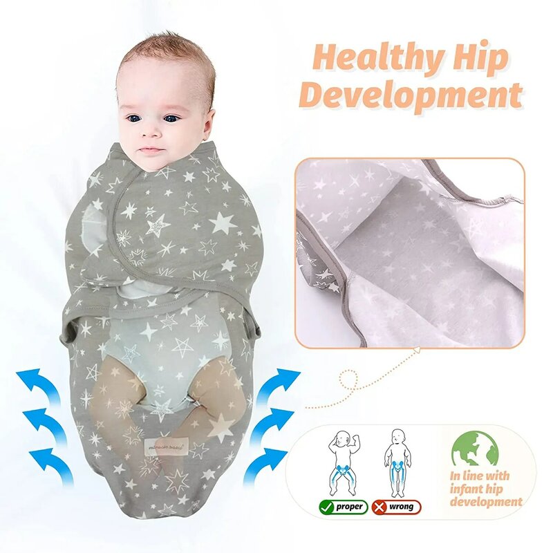 Manta envolvente de algodón para bebés, saco de dormir suave para bebés de 0 a 6 meses, ropa de cama para recién nacidos