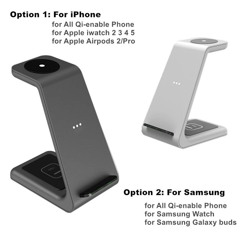 Support de chargeur sans fil Qi 15W 3 en 1, Station de charge rapide pour iPhone 12 11 XS XR X 8 Apple iWatch SE 6 5 4 3 AirPods Pro Pad