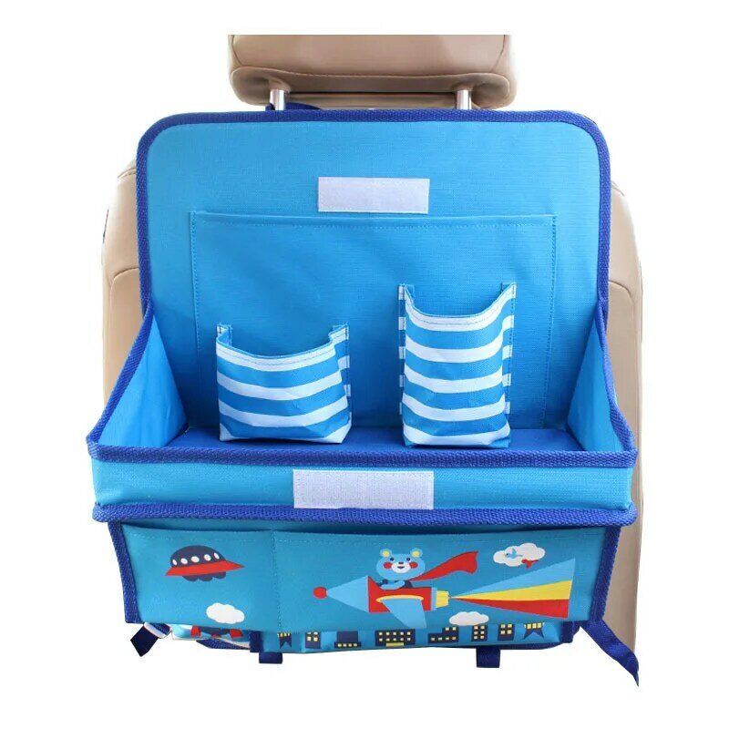 OLOEY الكرتون مطوية سيارة المنظمون للأطفال الطفل متعددة الوظائف تخزين جيوب صندوق حقيبة أكسفورد الطعام صينية مقعد السيارة الخلفي معلقة