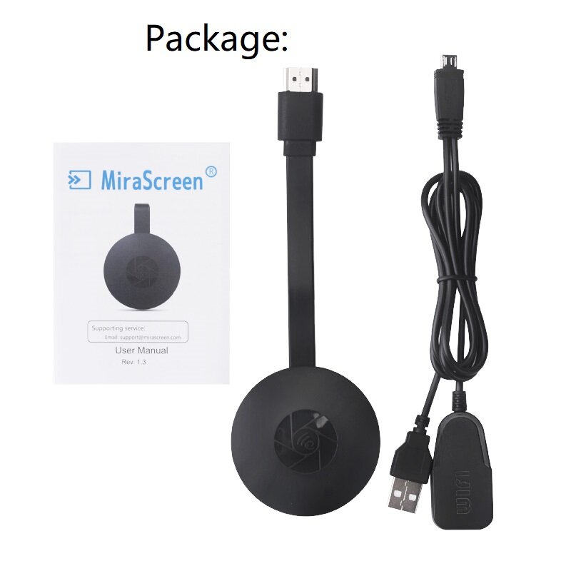 Адаптер Miracast HDMI Dongle для телевизора, беспроводной Wi-Fi адаптер Miracast для Youtube, Google Chromecast, ТВ-тюнер, ТВ-приставка с экраном, литая зеркальная короб...