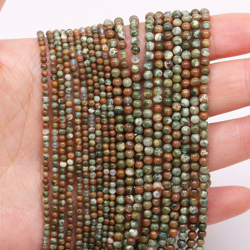 Petites perles d'agates rondes en pierre naturelle, perles d'isolation pour bijoux, bracelet de bricolage exécutif, accessoires de collier, 2mm, 3mm, 4mm