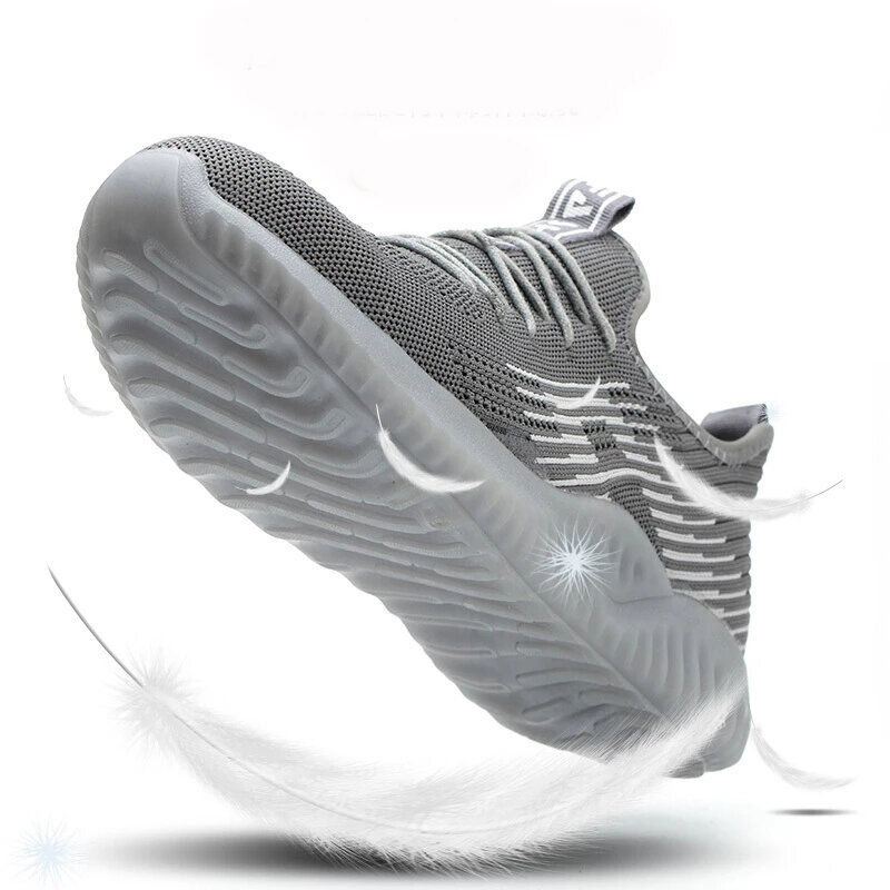 Zapatos de seguridad con punta de acero para hombre, botas de malla de aire a prueba de perforaciones, ligeras, transpirables, de verano, 2021