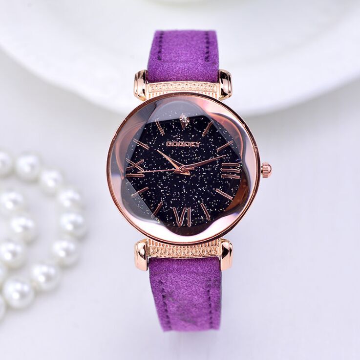 Gogoey-reloj de pulsera de cuarzo con diseño de cielo estrellado para mujer, accesorio de marca a la moda, de cuero, informal, gran oferta, go4417, 2021