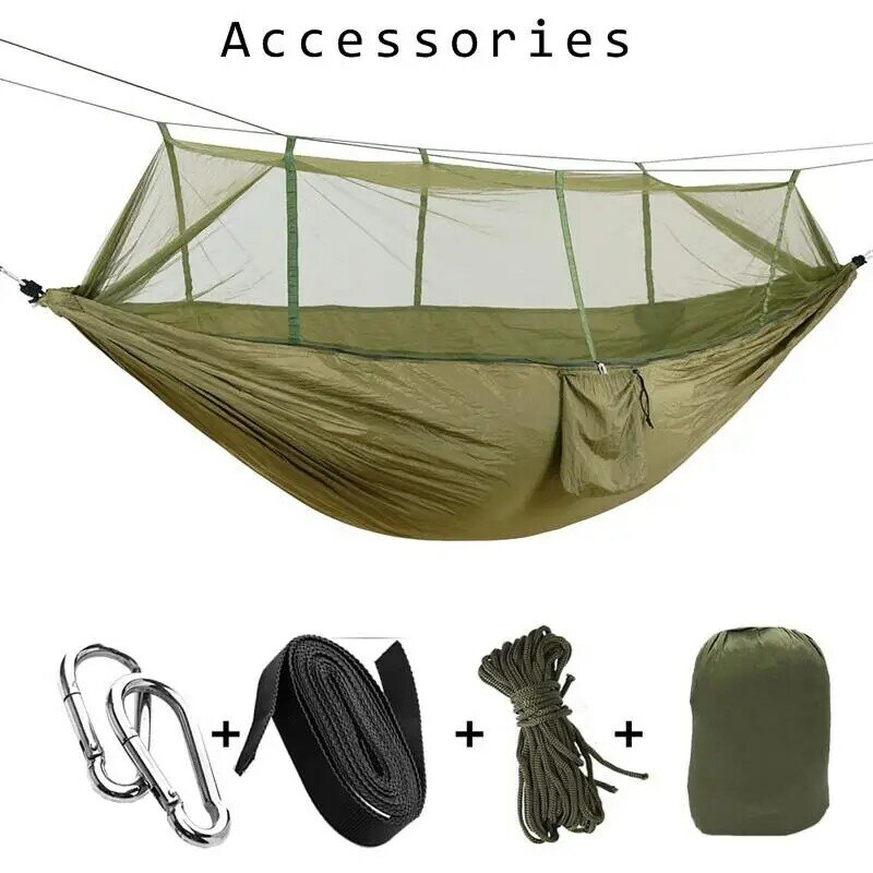 Alta qualidade acampamento ao ar livre hammock com mosquiteiro de alta resistência parachute tecido pendurado cama caça dormir balanço
