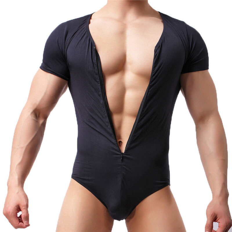 Camiseta masculina collant shorts manga zíper bodysuits wrestling singlet macacões espartilho esportes fitness musculação roupa interior