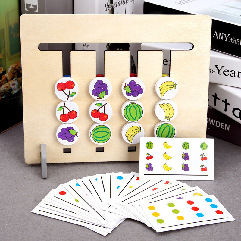 Quebra-cabeça 3d montessori educacional brinquedo de madeira cor frutas correspondência cognição jogo pré-escolar ensino brinquedos educativos para crianças