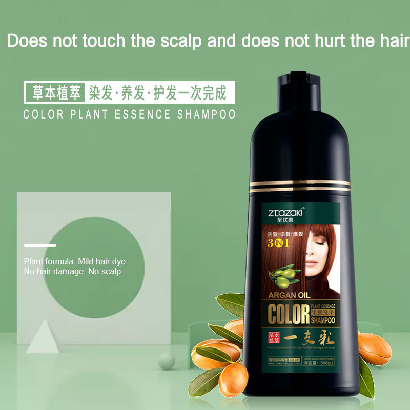 Zwarte Haarverf Natuurlijke Plantaardige Haarkleur Shampoo Donkerbruin Permanente Haarkleuring Voor Vrouwen Mannen Cover Grijs Wit Haar