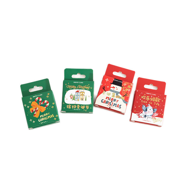 Merry Christmas Series adesivi creativi in scatola cartone animato conto mano vacanza pittura 46 fatti a mano con amore adesivi Kawaii fai da te