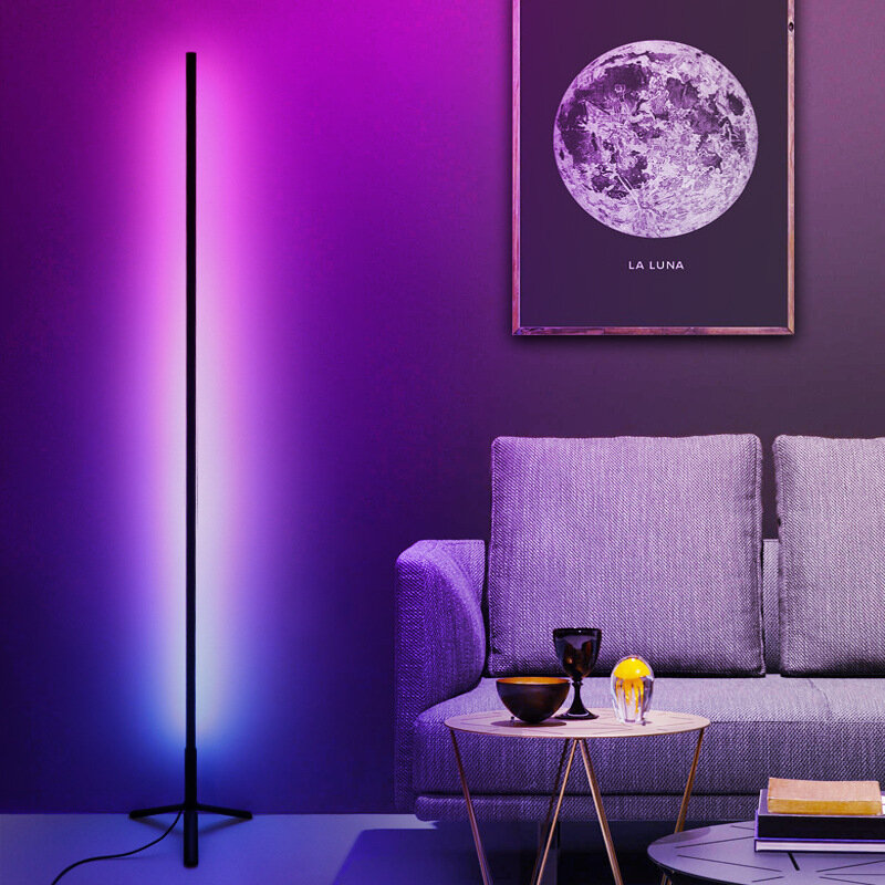 Lámpara de pie LED para sala de estar, moderna, 15W, colocación de esquina simple, lámpara de pie colorida con interruptor de control remoto
