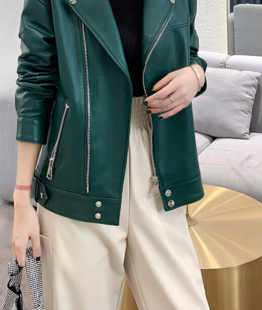 Free shipping.fashion Ladies genuine leather jackets.chic,trendy ,vintage sheepskin tops.women quality sheepskin coat.