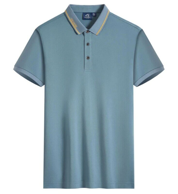 Camiseta con solapa de un solo color para hombre, ropa de trabajo transpirable y fresca, de manga corta, con logo, CCB75