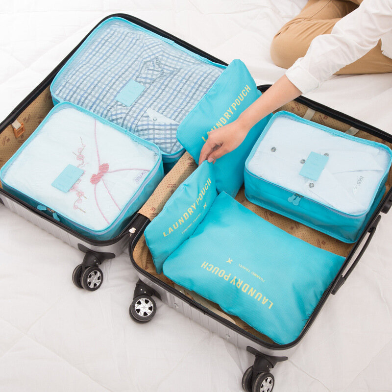 6 PCS 여행 저장 가방 세트 깔끔한 주최자 옷장 가방 주머니 여행 주최자 가방 케이스 신발 포장 큐브 가방