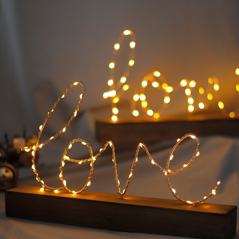 Lampu LED Cahaya Cinta Huruf Ruang Tamu Kamar Tidur Dekorasi Tata Letak Hadiah Ulang Tahun Valentine Rumah Dekoratif Patung-patung Ornamen