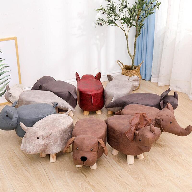 Tabouret de canapé rembourré en forme d'animaux, pouf de siège, éléphant/chiot/Elk/dinosaure/taureau