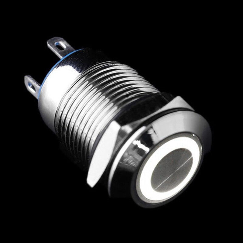 Botón pulsador LED de aluminio para coche, pestillo de interruptor de Metal, 12mm, 12V, 1 ud.