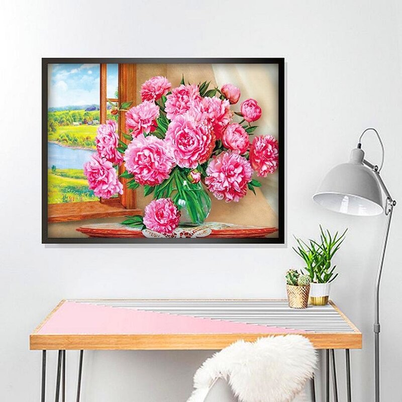 Алмазная мозаика пиона EverShine, картина с полным рисунком, вышивка стразами, цветок, Лидер продаж, живопись, сиреневый розовый цвет, украшение ...