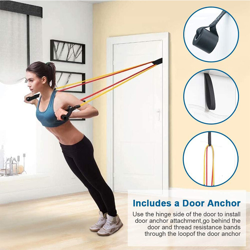 17Pcs fasce di resistenza Set Expander esercizio Fitness tirare la corda elastico elastico Stretch Yoga tubi imbracatura allenamento allenamento