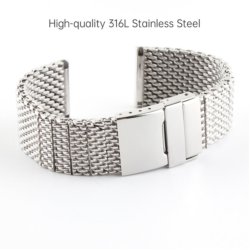 Heritage Watch Band 316L Stainless Steel Watchband for SUPER OCEAN Strap Wristband with Folding Buckle 22mm Silver OEM Logo Tool