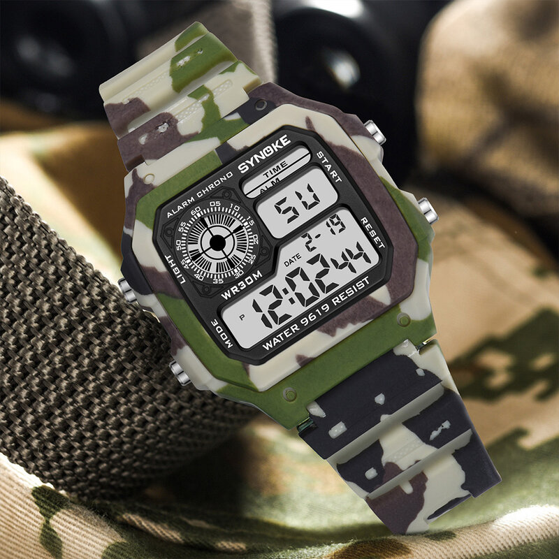 SYNOKE orologi per bambini militare impermeabile luminoso multifunzione Camouflage Sport studenti orologi da polso regali per bambini Relogio